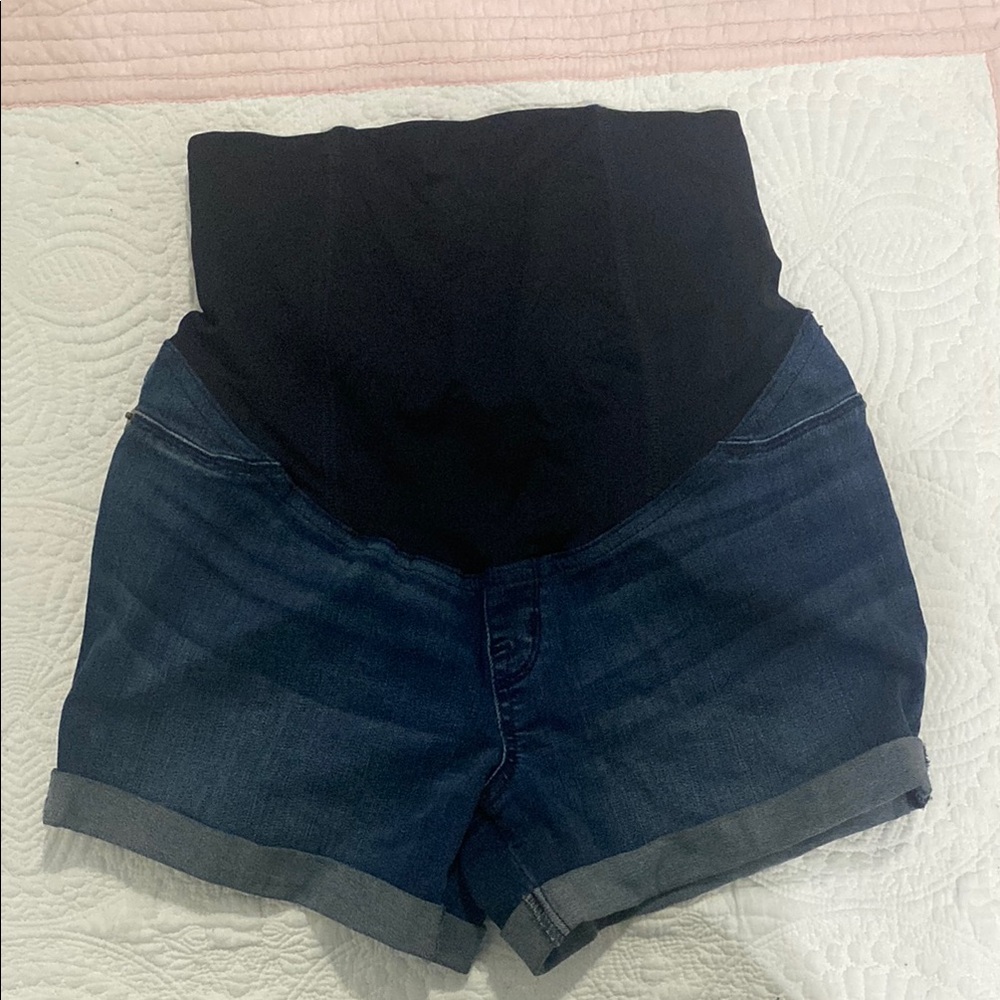 Women's Black and Blue Denim Shorts